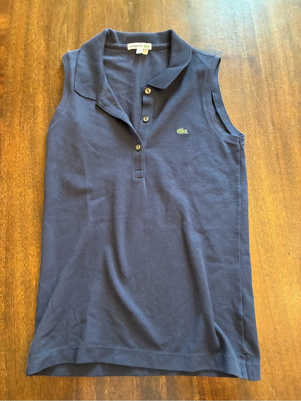 Lacoste Polo Sleeveless Women’s 36 Small Blue Tank Top Collared Golf Top Shirt